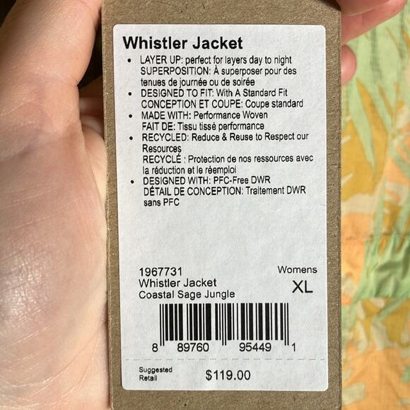 New Prana Medium Whistler Jacket Coastal Sage Jungle wind breaker green hooded - Picture 4 of 5